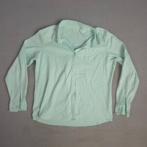 LL Bean Women's Light Green Long Sleeve Button Up Shirt Top Size L Reg